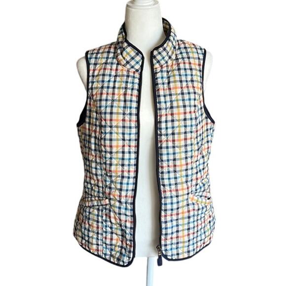 Talbots Lightweight Plaid Vest Women's Size M Petite Spring Colors Preppy Travel - Picture 3 of 8